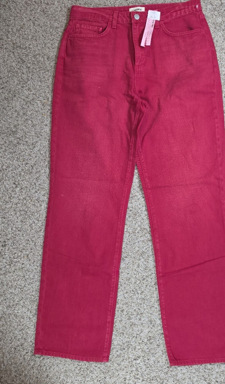 L'Agence Jones Ultra High Rise Carmine Red Pants NWT Size 28
